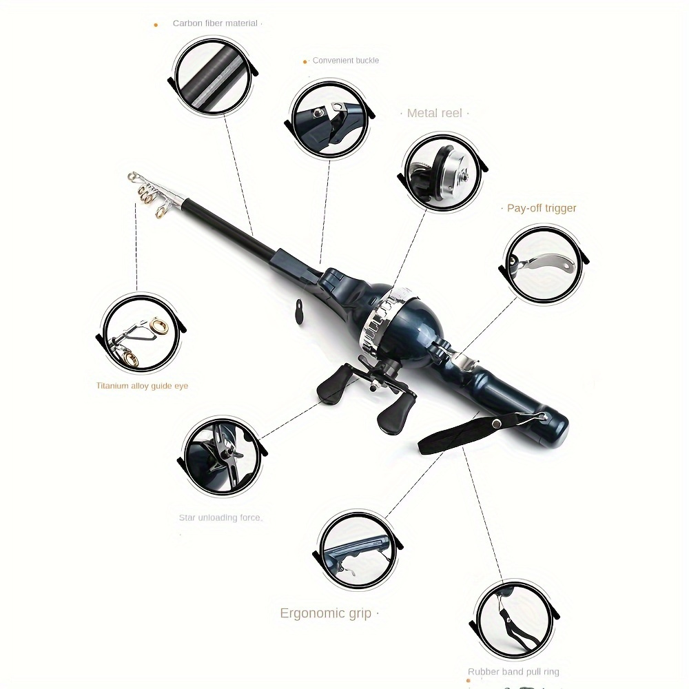 portable full metal fishing rod 52 76 inch foldable fishing bait rod with fishing line telescopic fishing rod suit details 5